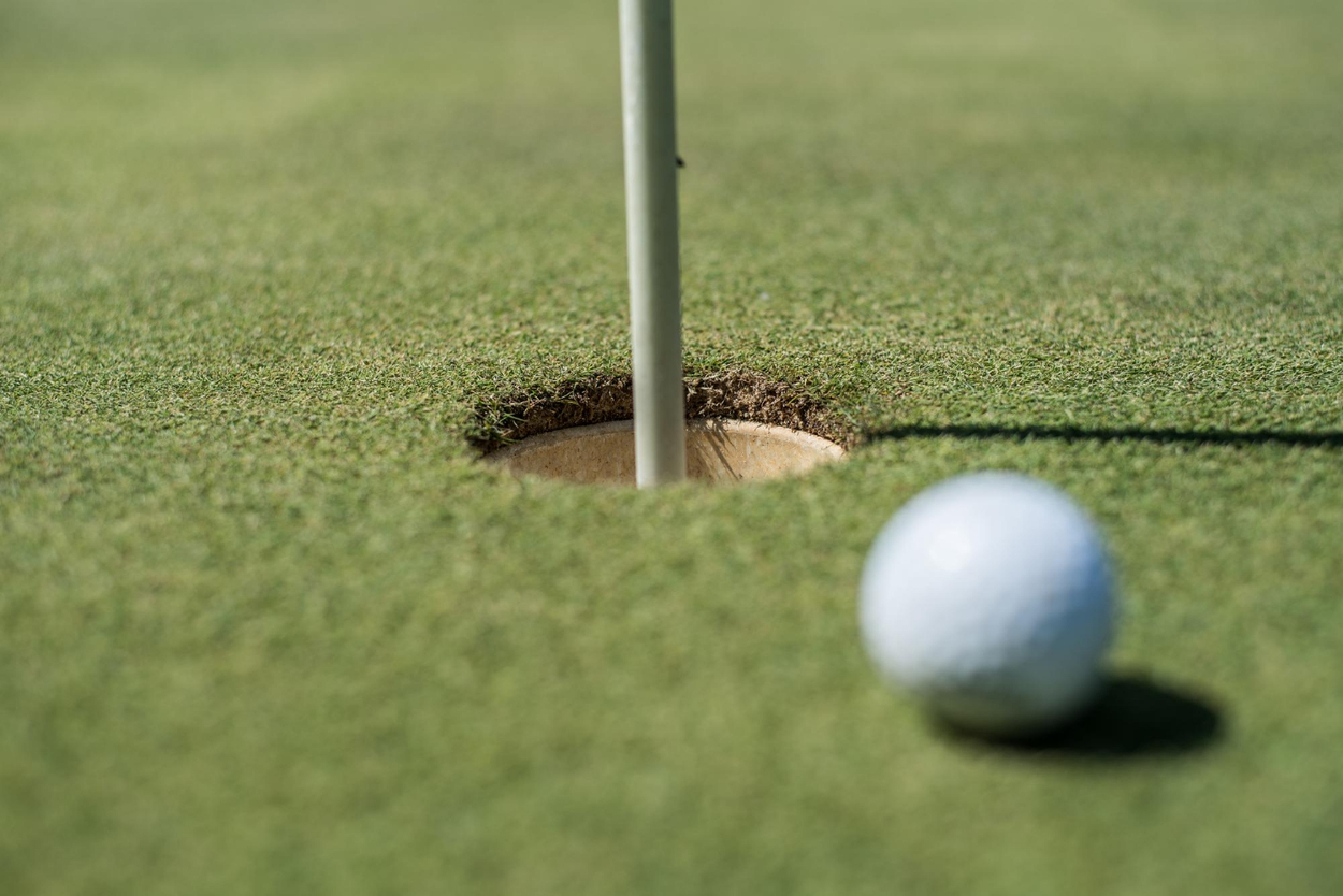 Golf hole and golf ball.