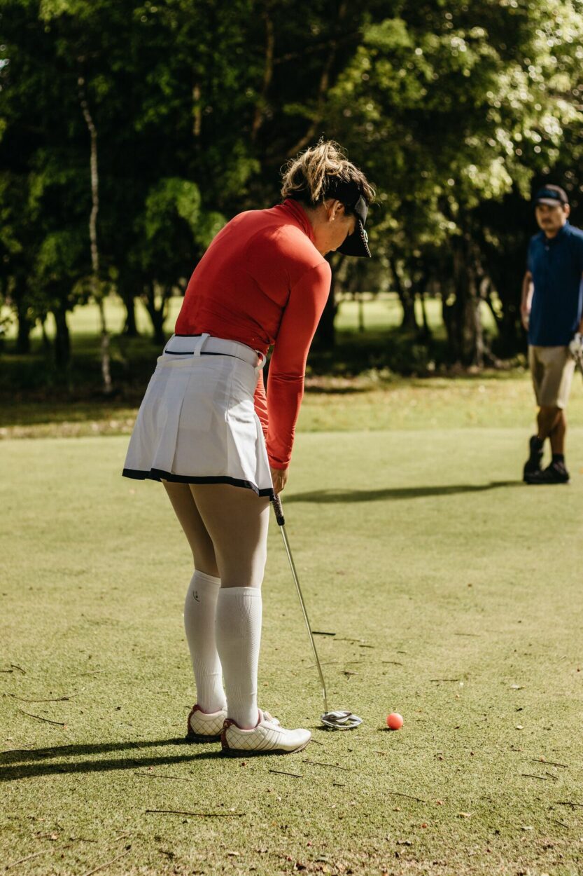 Golfer ready to hit the golf ball. 
