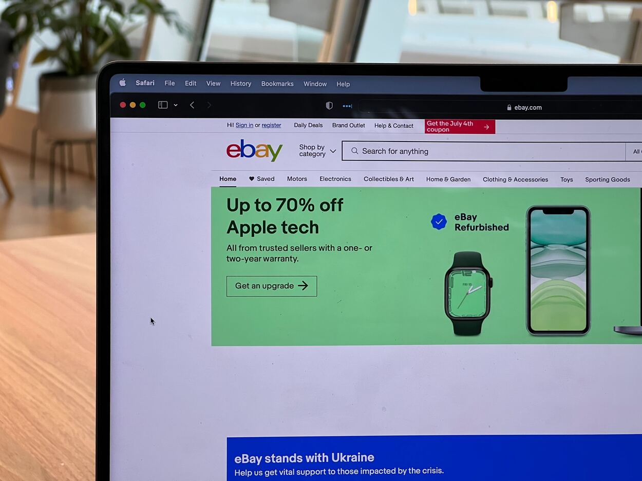 Ebay on screen of a laptop.